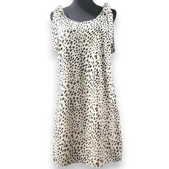 Andree By Unit Cream Cheetah Classy Tie Sleeve Shift Dress - Women's S - Picture 1 of 6
